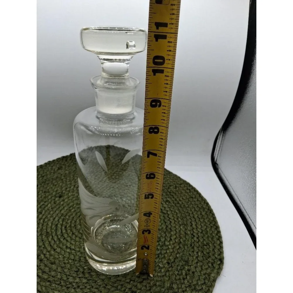 Vintage A.H. Heisey Etched Crystal Decanter Bottle - MCM
